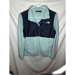 The North‎ Face Denali Teal Jacket 1/4 Button Up Women's Medium Fleece